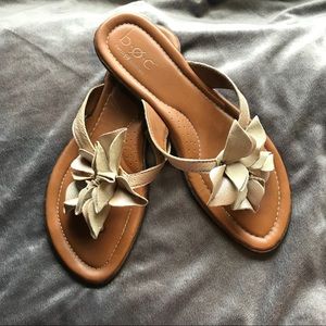 Comfy Gold Leather Sandals with Arch Support